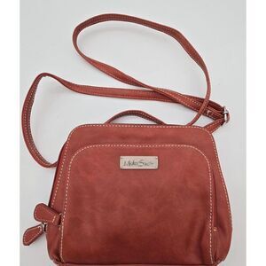 MultiSac Womens Red Faux Leather Crossbody Bag With Adjustable Strap & Interior
